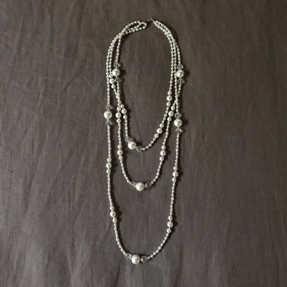 Triple strand pearl necklace